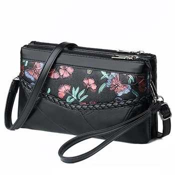 Женская сумка через плечо из искусственной кожи с цветочным принтом Новая Дизайнерская сумка на молнии Высококачественная Женская сумка