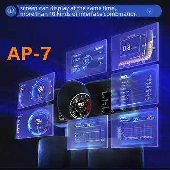 6 шт./компл. Ap-7 Hud Головной Дисплей Большой Экран Obd Gps Двойная Система Вождения Модифицированный ЖК-Код Аксессуары Для Укладки Автомобилей
