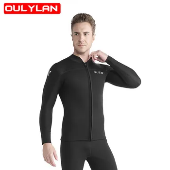 Oulylan Новая мужская куртка для дайвинга из неопрена толщиной 3 мм, теплая Солнцезащитная куртка с длинными рукавами, Раздельный гидрокостюм для плавания, серфинга, подводного плавания с маской и трубкой