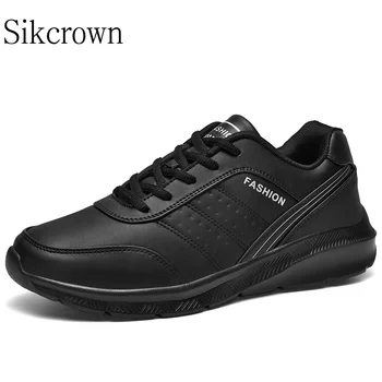 Мужская повседневная обувь из искусственной кожи 48 размера, амортизация для бега, Легкие водонепроницаемые кроссовки, мужские нескользящие спортивные кроссовки для бега трусцой.