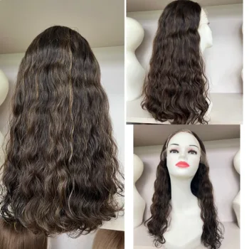 Европейский Кружевной топ из натуральных волос Tsingtaowigs 22-дюймовый Кудрявый Кошерный парик с Крошечным слоем для женщин