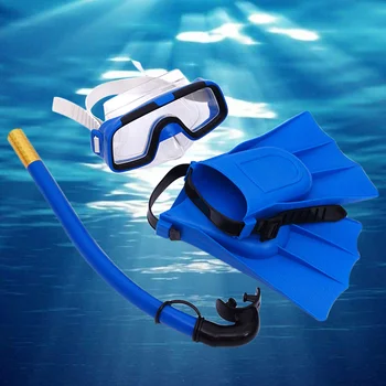 Детские очки для дайвинга, набор для подводного плавания с маской и трубкой, Дыхательная трубка, силиконовые плавательные ласты, Маска для подводного плавания