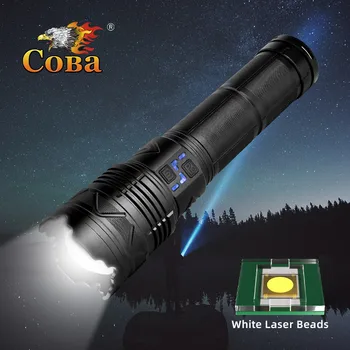 COBA Мощный светодиодный фонарик, супер яркий прожектор, масштабируемый аварийный фонарь с большим радиусом действия, наружная лампа, индикатор мощности фонаря