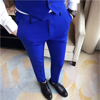 4 Цвета Осенние новые Мужские деловые Официальные брюки однотонные Повседневные Корейские облегающие костюмные брюки 2023 Мужские Свадебные брюки для светской вечеринки