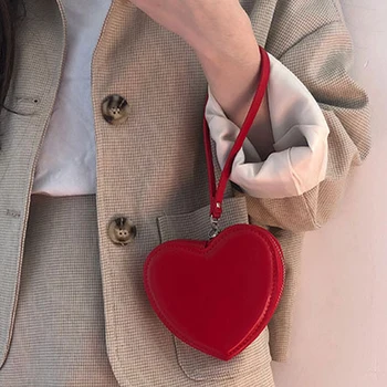 Модные женские кошельки в форме сердца, искусственная кожа, кисточки, мини-клатч, брелок для ключей, сумка для денег, милый маленький кошелек для девочек