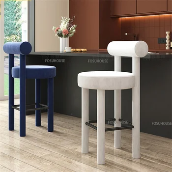 Скандинавские простые барные стулья для барной мебели Легкий Роскошный Бархатный барный стул Туалетный столик для домашней косметики Высокие Табуреты Высокий стол Барный стул Z