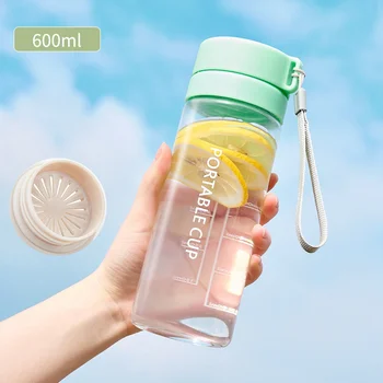 Уличная Чашка Большой Емкости Спортивная Бутылка Для Воды Летняя Пластиковая Чашка Портативная Чашка Для Воды Прозрачная Матовая Посуда Для Питья Фитнес-Чайник