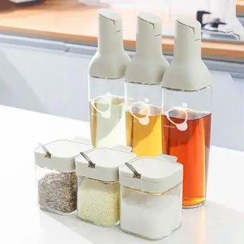 Бутылка для масла с автоматически открывающейся крышкой, герметичный стеклянный дозатор для масла, простой в использовании кухонный аксессуар для хранения приправ