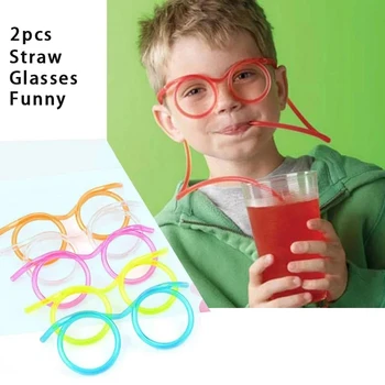Соломенные очки, Забавные Мягкие очки из ПВХ, Гибкие соломинки для питья, Принадлежности для детских вечеринок, Принадлежности для бара, Игрушки для творчества, Детский Подарок, Маленький для
