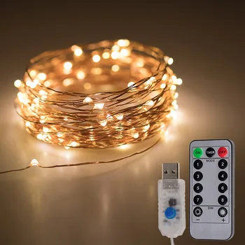 5/10 м USB-гирлянды, 8 функциональных светодиодных гирлянд с дистанционным управлением, праздничная уличная лампа для рождественского свадебного освещения в саду