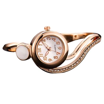 Женские часы-браслет с украшением в виде кристаллов, легко читаемый браслет с круглым циферблатом, Замечательные часы в подарок для женщин