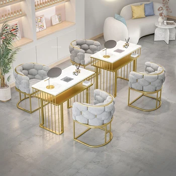 Маникюрные столики Nordic Gold Iron Мебель для домашнего салона красоты Профессиональный маникюрный стол и стул в комплекте с пылесосом