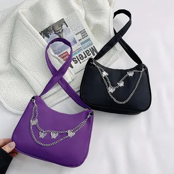 Модные женские сумки через плечо с цепочкой-бабочкой, однотонные повседневные универсальные сумки для подмышек, Элегантные женские маленькие сумки-бродяги, кошельки