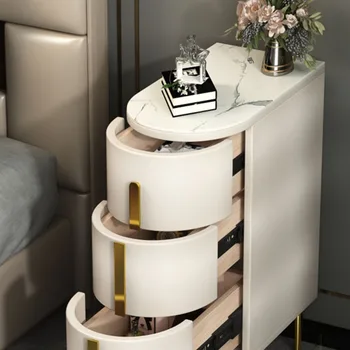 Скандинавские мини-выдвижные ящики Прикроватный столик Удобные маленькие тумбочки Kawaii Smart Для спальни Деревянный мебельный гарнитур Мебель для спальни
