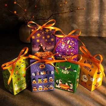 24ШТ Подарочные пакеты для упаковки подарков на Хэллоуин, сумки для конфет из тыквы-летучая мышь, коробки для упаковки конфет, сделай Сам, Креативные коробки для дома, принадлежности для вечеринки на Хэллоуин