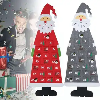Рождественский новогодний календарь из фетра, украшение, подвеска для детей, подвеска с календарем Санта-Клауса своими руками