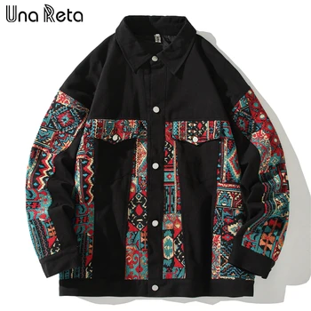 Куртка Una Reta, мужская одежда, осеннее пальто в стиле харадзюку с длинным рукавом в стиле пэчворк с принтом в стиле хип-хоп, куртка унисекс больших размеров