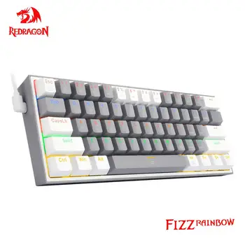 REDRAGON Fizz K617 Rainbow USB Мини механическая игровая клавиатура Синий переключатель 61 клавиша Проводной съемный кабель, портативный для путешествий
