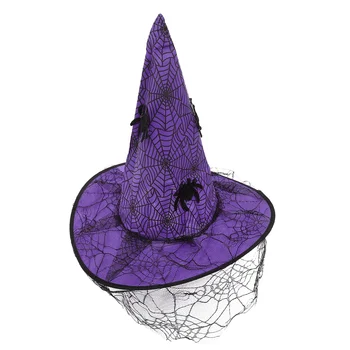 Костюм паука, шляпа ведьмы на Хэллоуин, реквизит для фотосессии, декор для вечеринки, фиолетовая декоративная сетка из нетканого материала