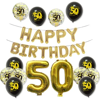 Цифровое украшение для вечеринки в честь 50-летия со Дня рождения, Баннер с воздушным шаром, Одноразовая посуда, принадлежности для вечеринки в честь 50-Летия со Дня рождения взрослых
