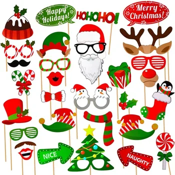 17-50шт Рождественский Веселый студийный реквизит Санта-Клаус Лось Рождественская елка Бумажные очки Рождественское украшение Детский подарок на Новый год