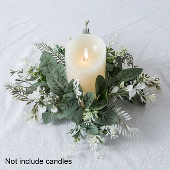 25 см Венки из свечей для свадебного стола, искусственные листья, кольцо для свечи, венок из искусственной зелени для домашнего декора, декор для вечеринки