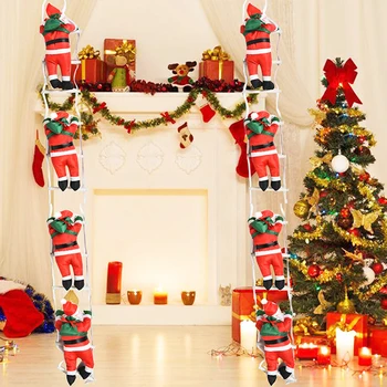 Рождественский Санта-Клаус, взбирающийся по веревочной лестнице, Настенное украшение, кукла для лазания по веревке, Новогодние украшения для Рождественской елки