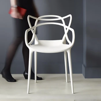 Креативный обеденный стул в скандинавском минимализме в форме Кошачьих Ушей, Ресторанный стул из прозрачного пластика, Штабелируемый Табурет для десертной Кофейни