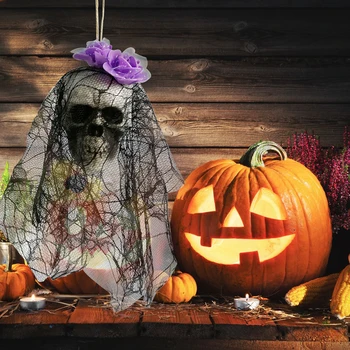 Подвесные украшения из пенопластового скелета на Хэллоуин ужасов с подвешенным на веревке призраком, украшение для вечеринки на Хэллоуин, Наружные украшения в помещении