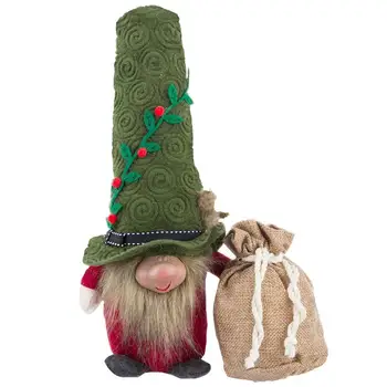 Рождественские гномы, плюшевые эльфы, в комплекте сумка для конфет, скандинавские куклы-гномы ручной работы с орнаментом для рождественского домашнего декора