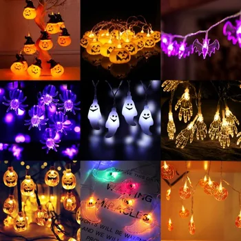 3 метра 20 огней, мигающие светодиодные фонари в виде тыквы на Хэллоуин, Жуткая рука Летучей мыши-призрака, Декоративные Цветные аксессуары для уличных фестивалей