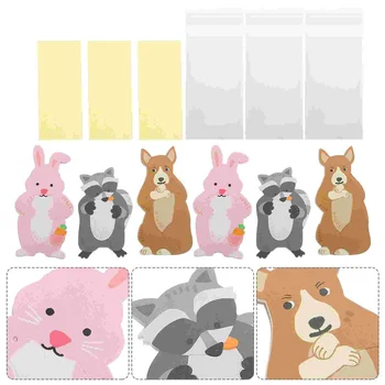 3 Упаковки Упаковочный пакет для выпечки декоративного детского печенья в виде пластиковых пакетов с кроликами