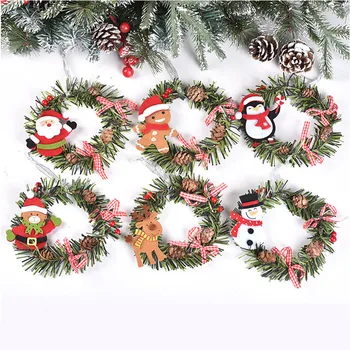 Рождественский венок Кулон Декор Снеговик Лось Медведь Рождественская Елка Сосновая Шишка Кулон Рождественское украшение Рождество С Новым Годом