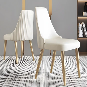 Роскошные Белые обеденные стулья С кожаной спинкой Гостиная Креативная мода Скандинавские Современные обеденные стулья Художественные стулья для отдыха Кухня