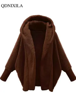 Осенне-зимнее пальто 2022 года для женщин из искусственного меха Толстые свободные повседневные толстовки Уличная одежда Блузки Теплые куртки с рукавами 