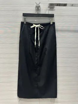 2023 Новая классическая прямая юбка-полукомбинезон со средней талией и разрезом сзади изобилует деталями