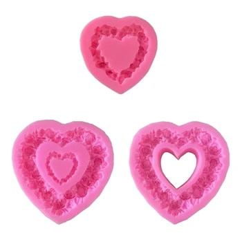 Формы для помадки на День Святого Валентина-Свадебная силиконовая форма с 3D розами, конфеты в виде сердца, прямая поставка