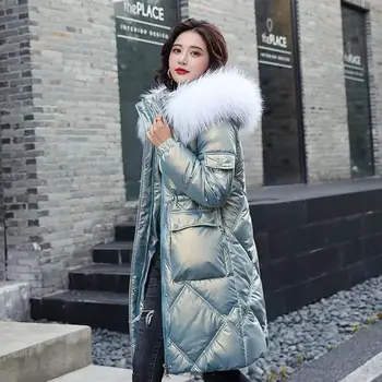 Зимняя теплая длинная пуховая куртка с капюшоном, пальто женское винтажное роскошное негабаритное однотонное пальто из овечьей шерсти с толстой подкладкой, верхняя одежда