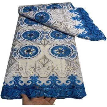 Высококачественная кружевная ткань из Нигерийского молочного шелка 2023, кружевная ткань с африканскими блестками для свадебной вечеринки, Элегантные женские платья FT69