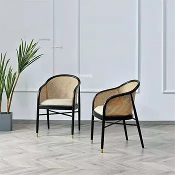 Изготовленные на заказ обеденные стулья из ротанга Китайское Креативное Дизайнерское кресло для кухни Мебель для дома со спинкой из массива дерева Роскошный обеденный стул