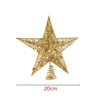1 шт. Звезда на верхушке дерева с золотым/серебряным/красным блеском, украшение для рождественской елки, Рождественский домашний декор, украшение для вечеринки, металлические звезды, украшение