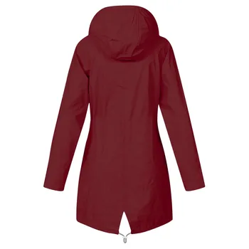 Women Solid Stripe Rain Jacket Outdoor Plus Waterproof Hooded Raincoat Windproof куртки осенние женские Chaquetas Para Mujer