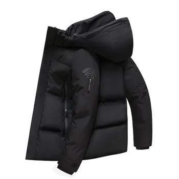 Зимняя куртка из гусиного пуха в европейском и американском стиле, мужское ветрозащитное утолщенное пальто средней длины, защищающее от холода.