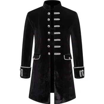 Мужской тренч, весенне-осенний новый модный пальто средней длины с винтажным бархатным воротником больших размеров