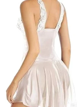 Женское ночное мини-платье, кружевная полупрозрачная сетчатая сексуальная юбка на подтяжках