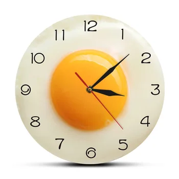 Яичница-пашот Настенные часы Часы с яичным желтком Цифровые часы с указателем Столовая Ресторан Акриловые Настенные часы