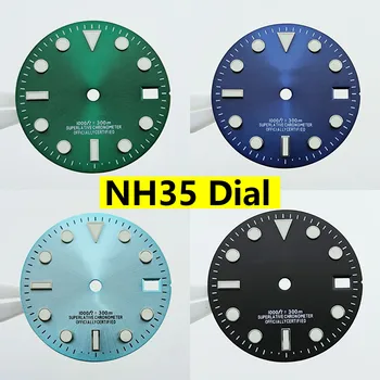 Циферблат NH35, циферблат NH36, циферблат S, зеленый светящийся циферблат, подходит для часовых аксессуаров с механизмом NH35, NH36