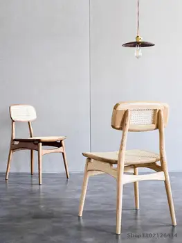 Обеденный стул из ротанга скандинавский стул из массива дерева Современный простой ресторан сети Nordic Cafe Milk Tea Shop Butterfly Chair