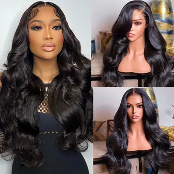Millionaire Queen Body Wave 13x6 HD Прозрачные парики спереди 180% плотности 100% человеческих волос бесклеевые парики Человеческие для чернокожих женщин