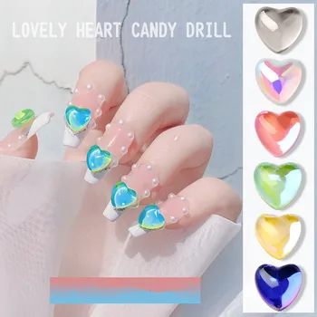 5 шт./лот Горный хрусталь для 3D-дизайна ногтей Стеклянные цвета в форме сердца, сладости, разноцветные камни, аксессуары для ногтей своими руками